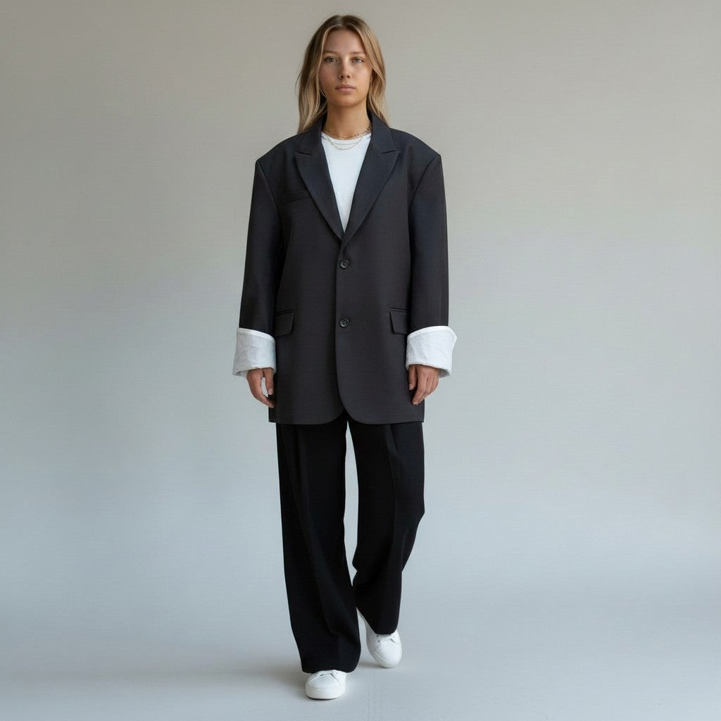 Blazer noir manches retroussées