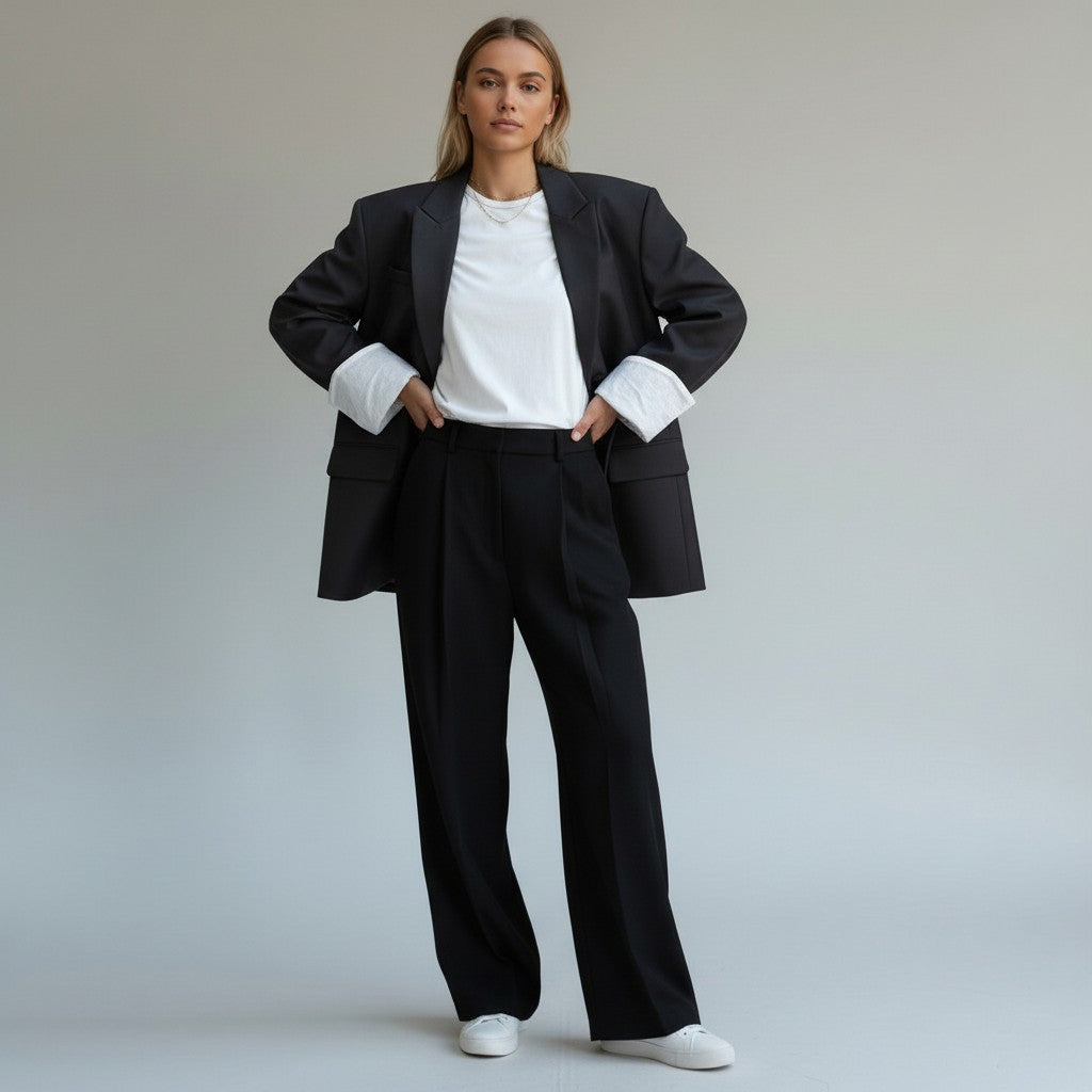 Blazer noir manches retroussées