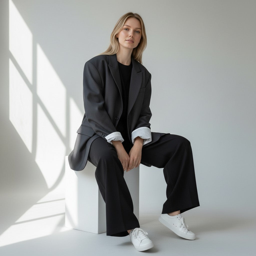 Blazer noir manches retroussées