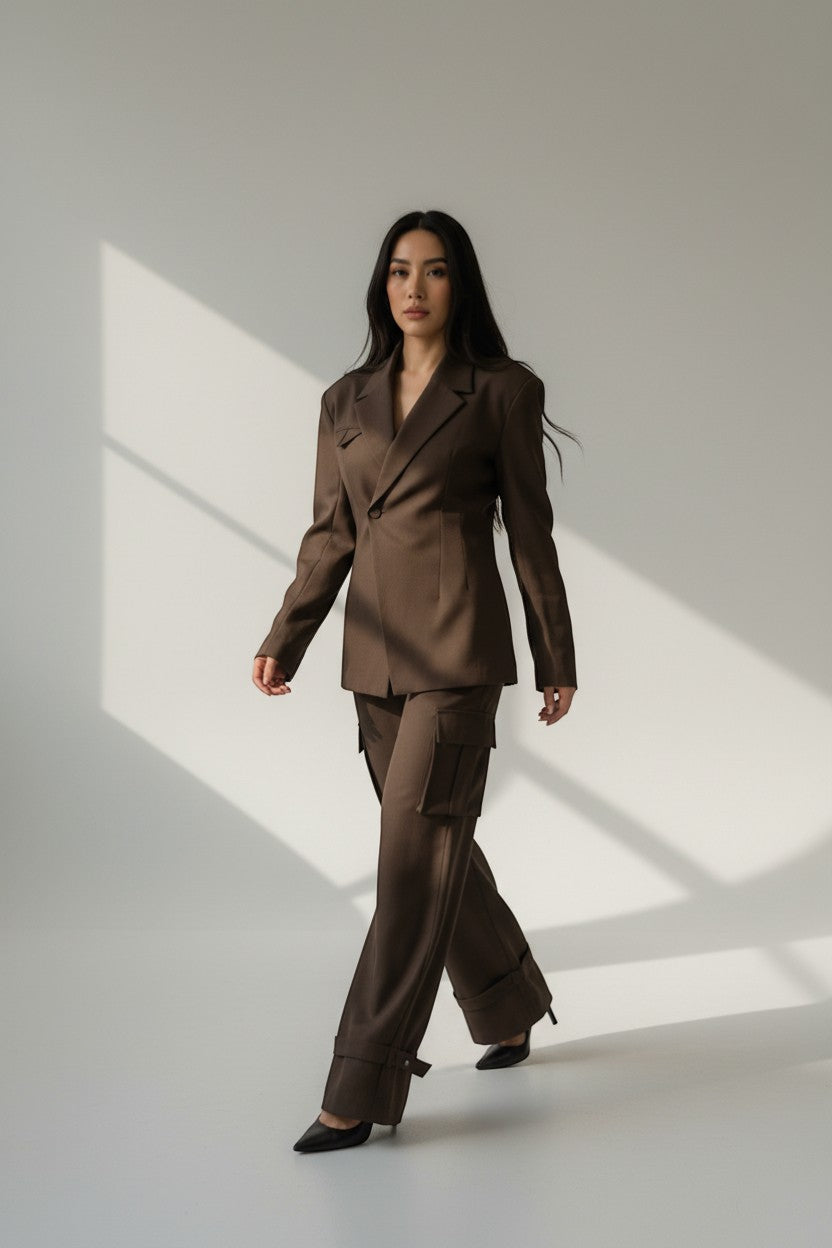 Blazer marron pochette