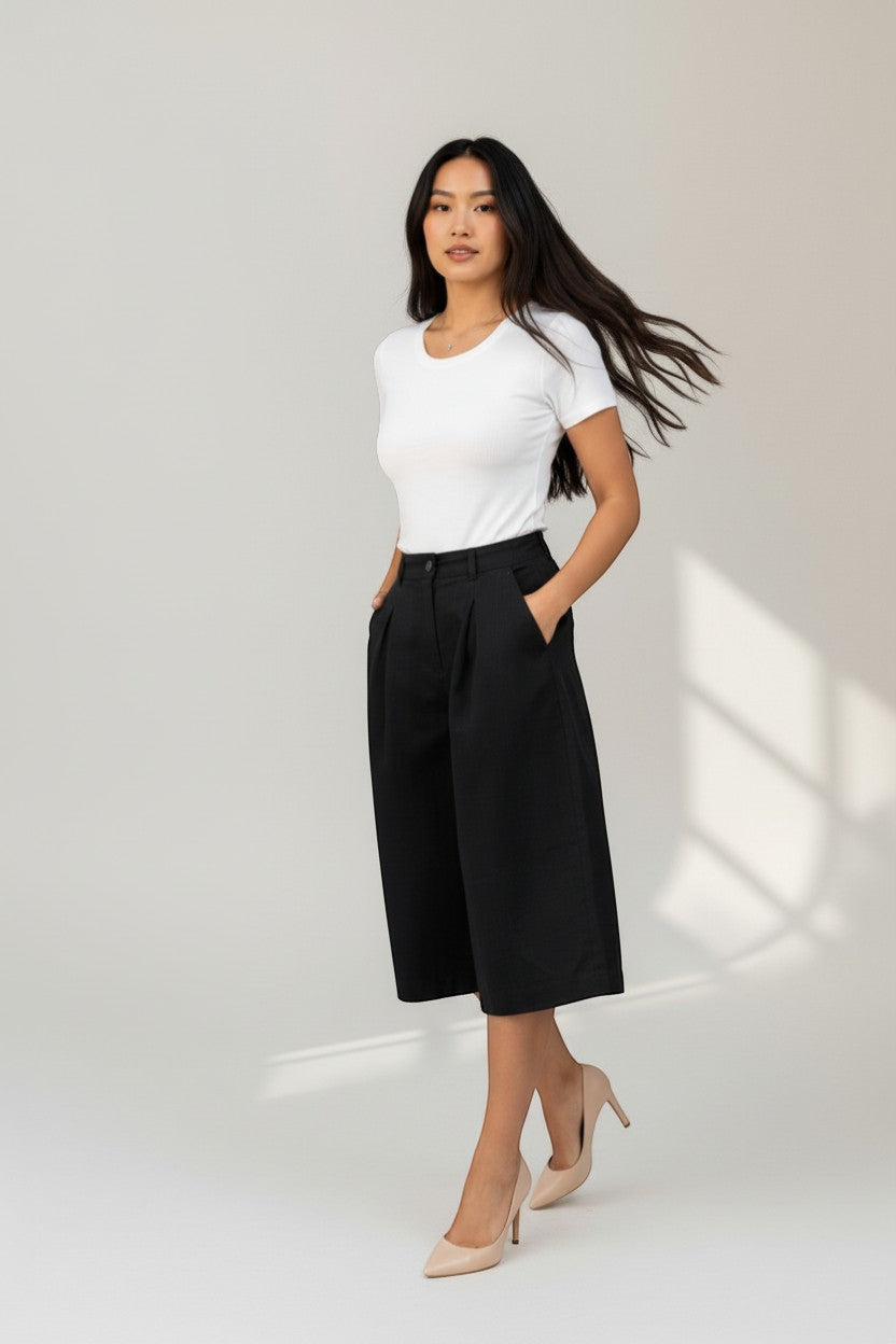 bermuda jupe culotte noir