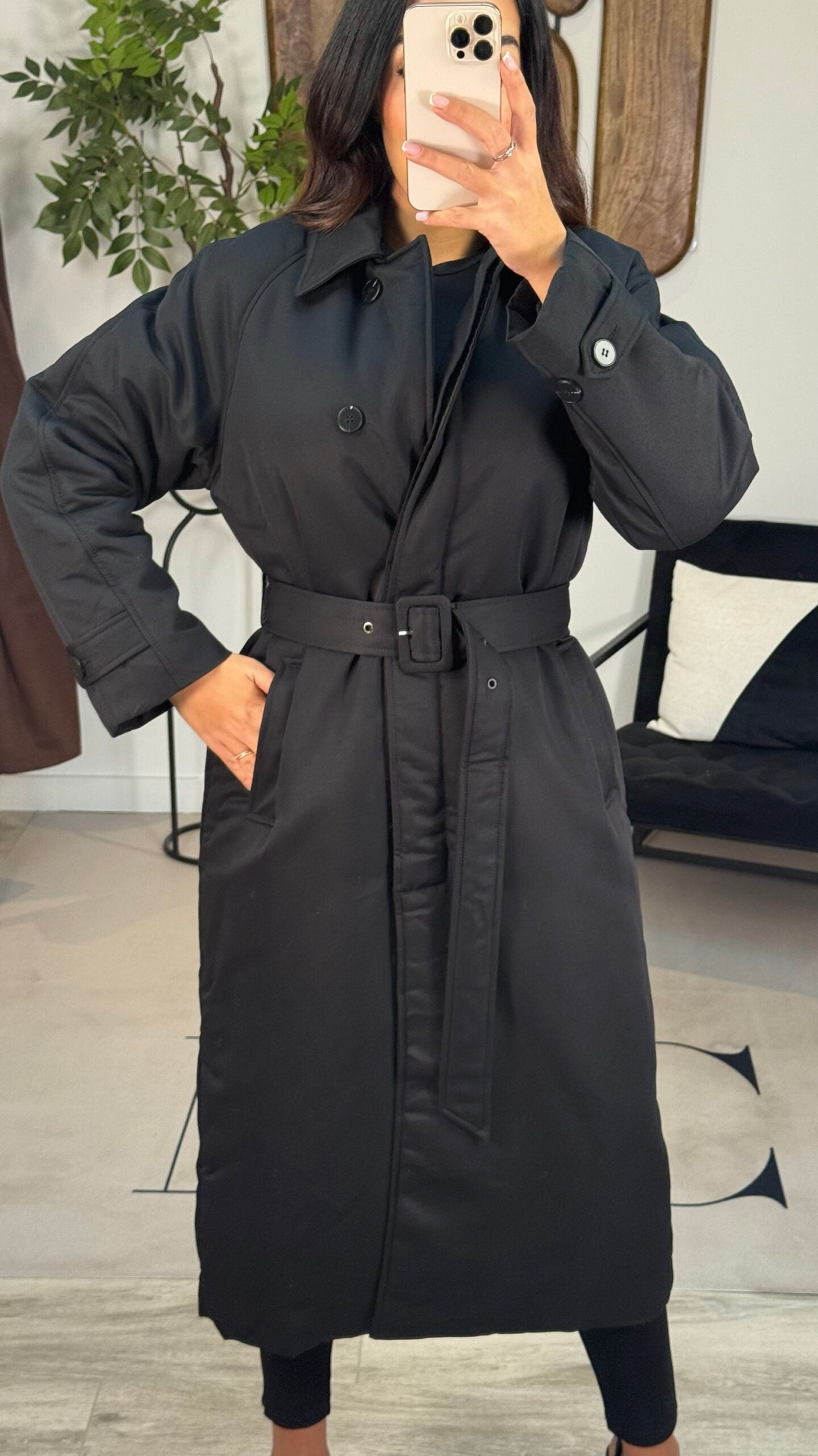 Manteau trench rembourré Noir