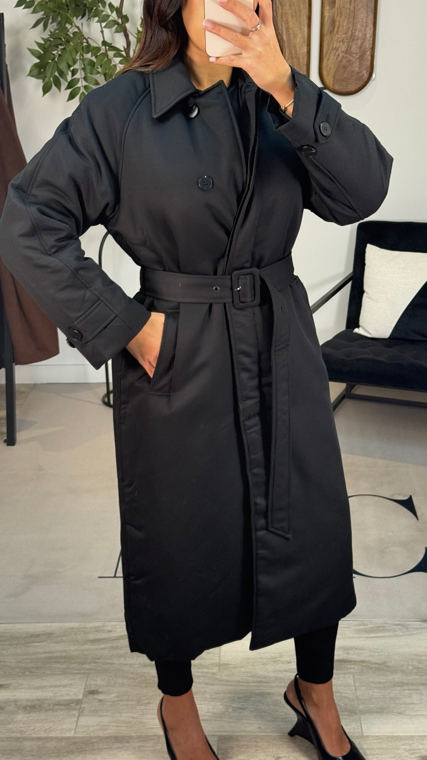 Manteau trench rembourré Noir