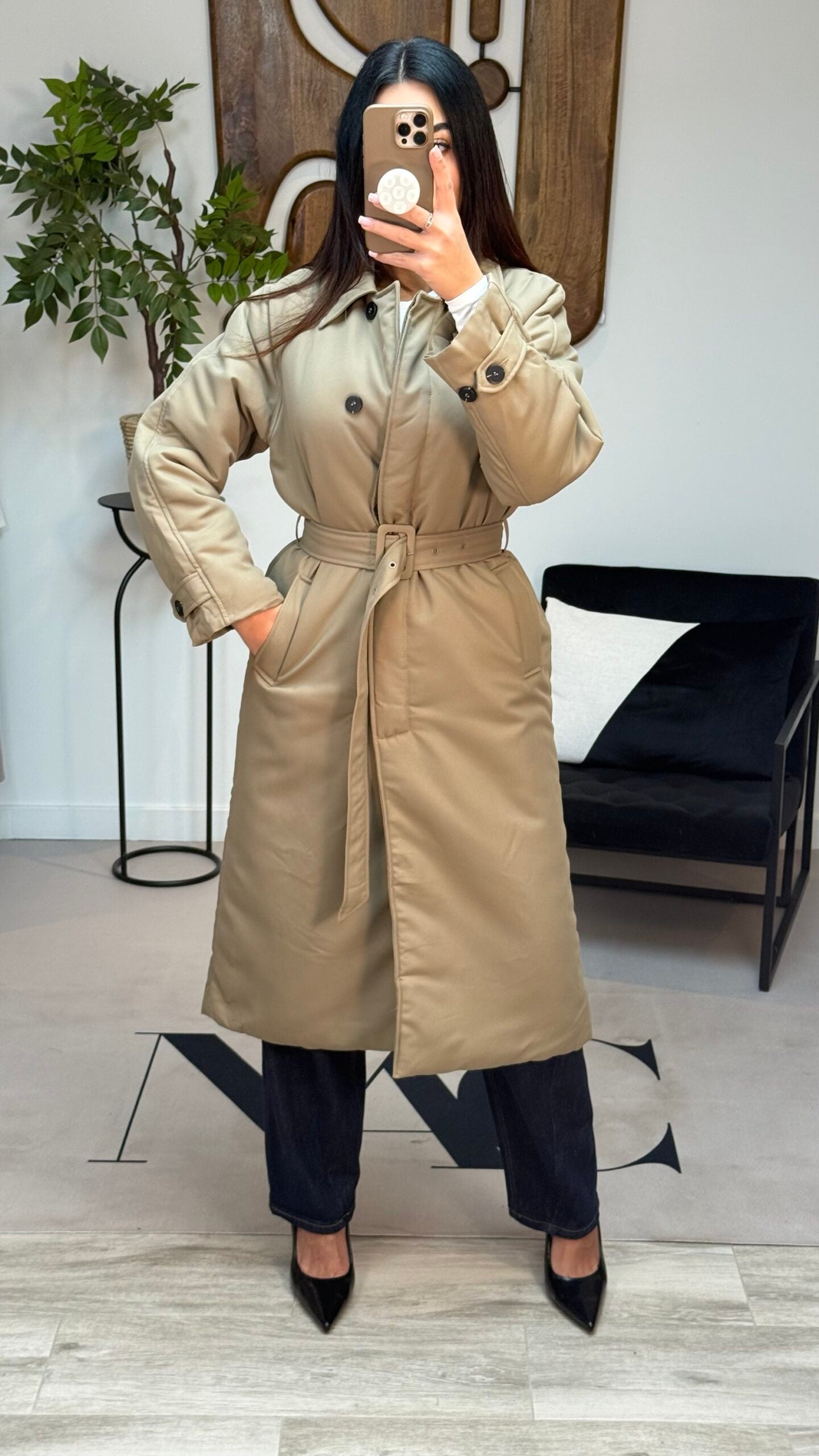 Manteau trench rembourrés beige