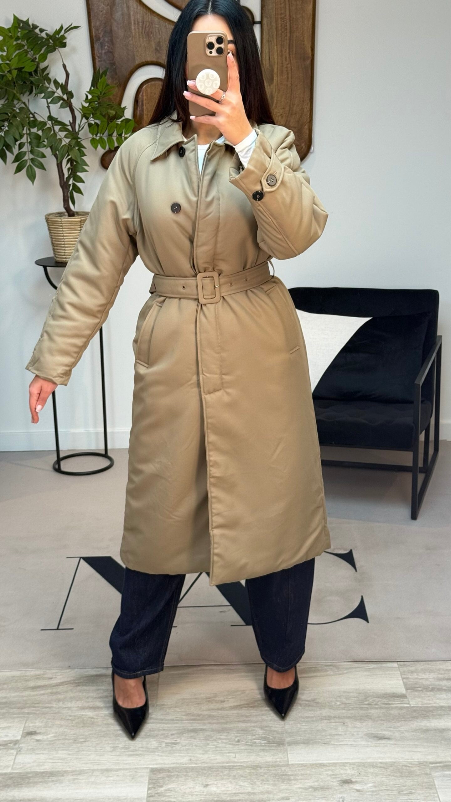 Manteau trench rembourrés beige