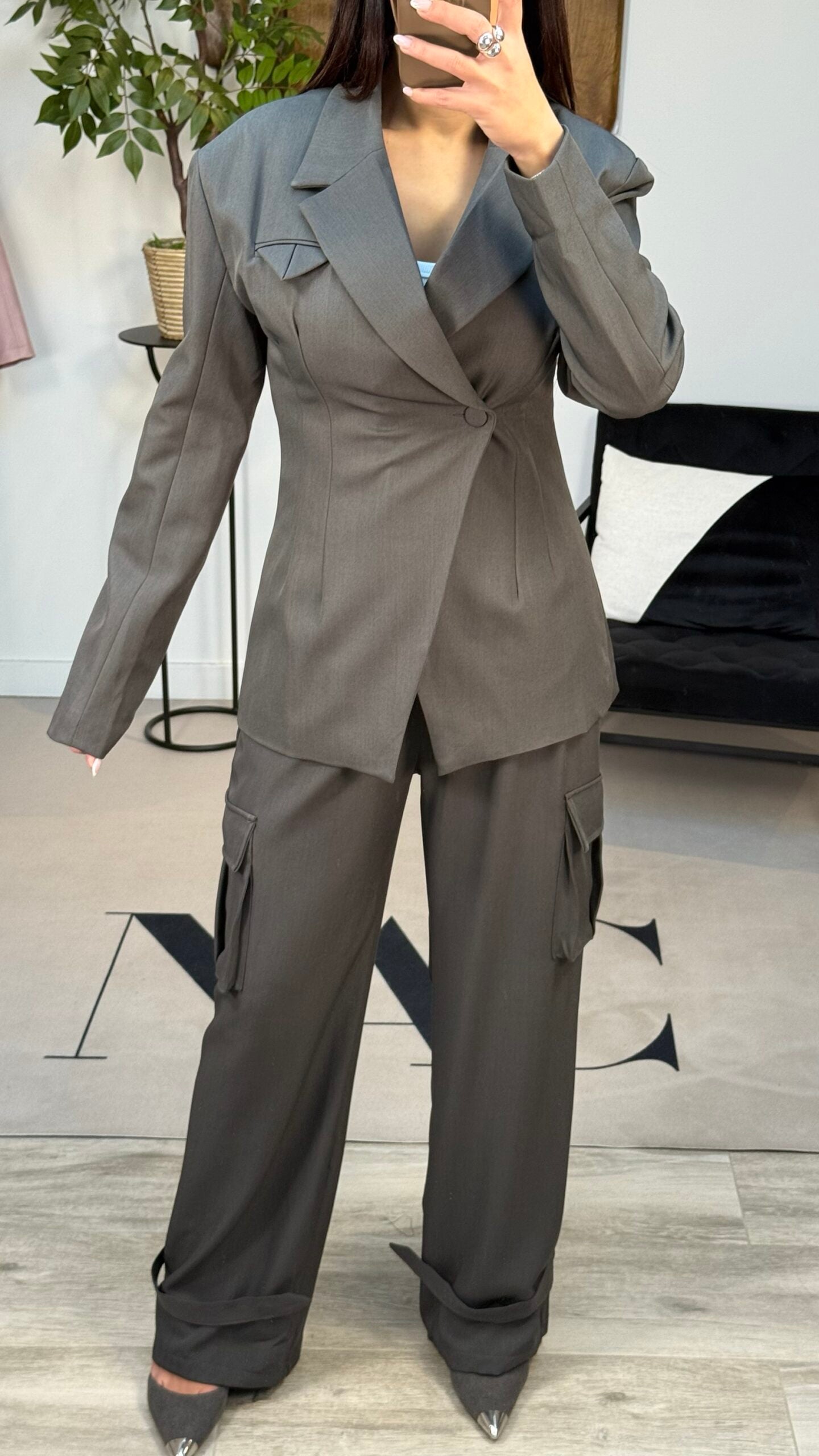 Blazer gris pochette